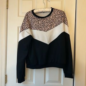 Leopard Print Black and White Crewneck